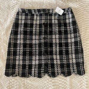 NWT Cato Mini Skirt Womens 14 Plaid Tweed Scallop Preppy Old Money Career Luxury